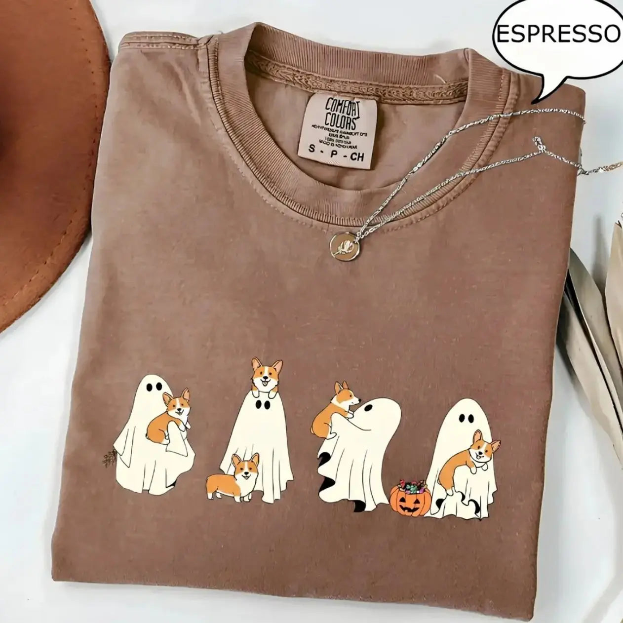 Comfort Colors® Custom Dog Halloween T-Shirt – Breeds Available Ghost Boba Tea Funny Pet Graphic Tee, Spooky Dog Lover Unisex Top