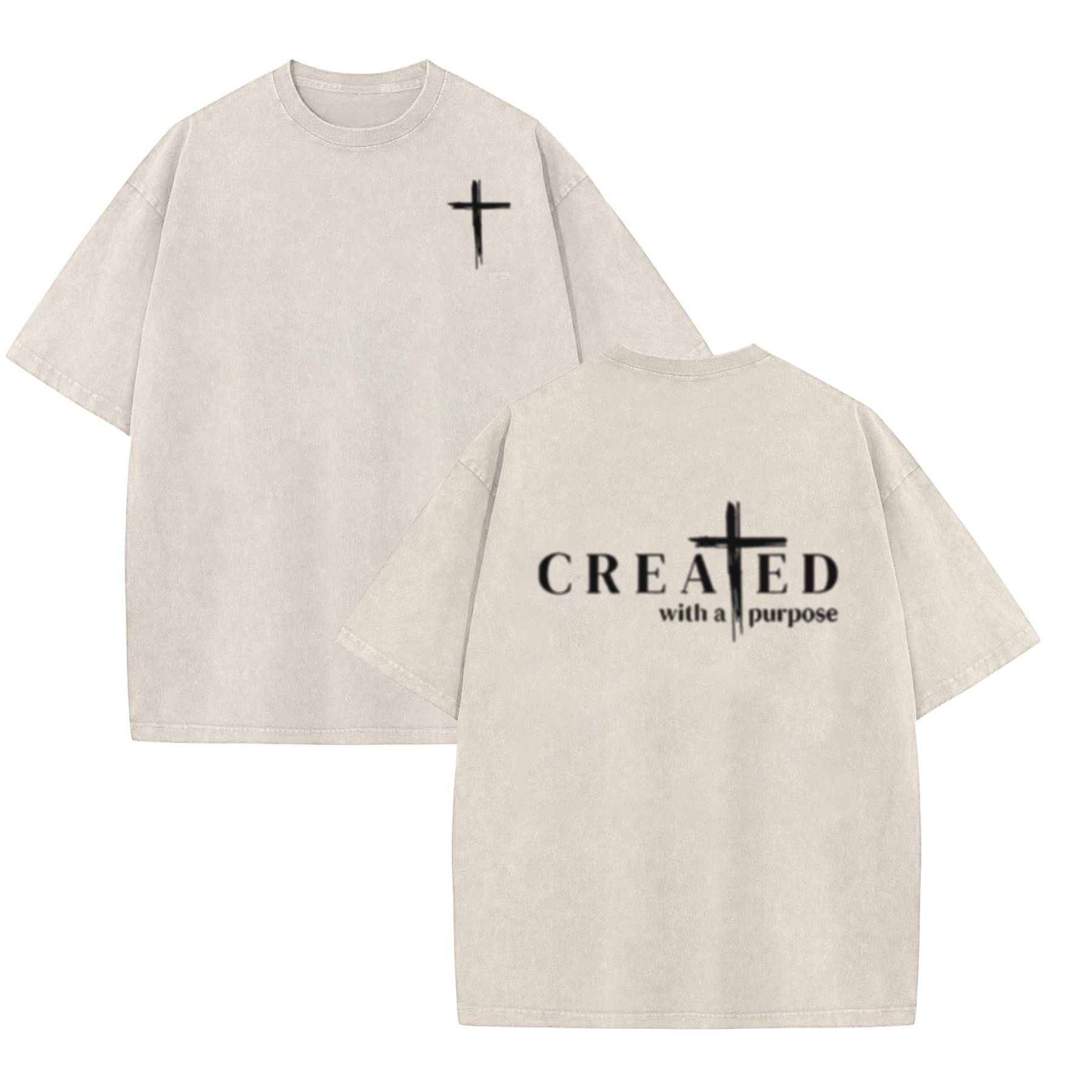 "Created with a Purpose" Washed T-Shirt – Christian Inspirational Tee, Vintage Comfort Top-Pasimax