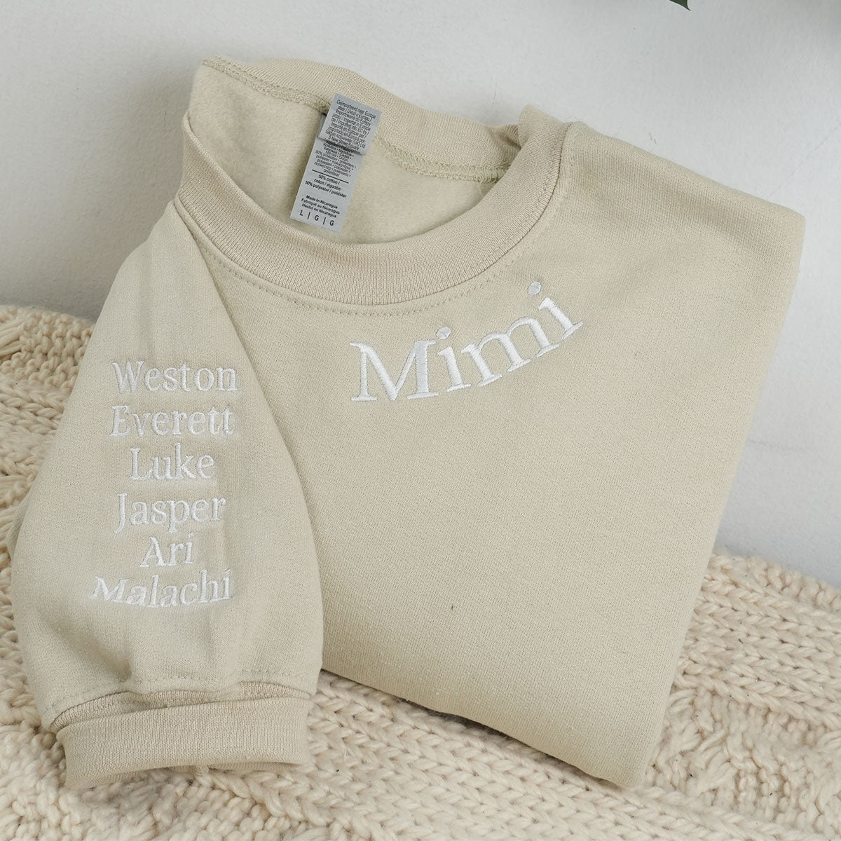 Custom Embroidered Mimi Sweatshirts & Hoodies Neckline - Personalized Gift for Grandmother