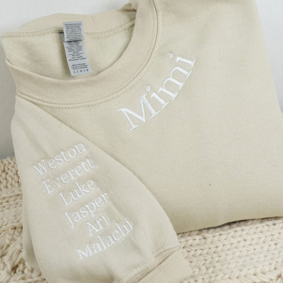 Custom Embroidered Mimi Sweatshirts & Hoodies Neckline - Personalized Gift for Grandmother