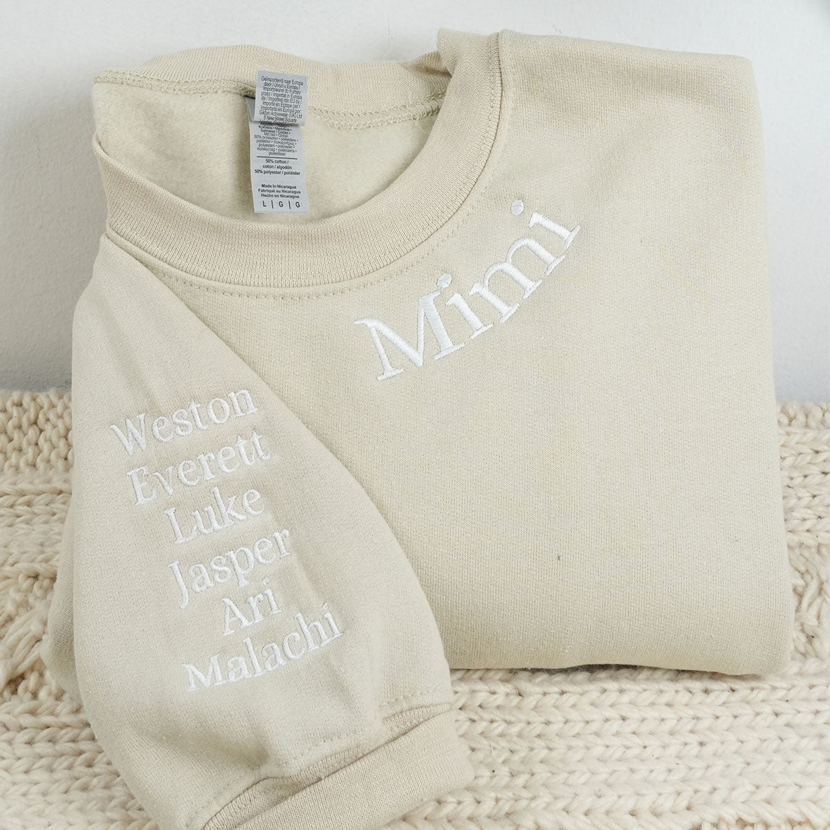 Custom Embroidered Mimi Sweatshirts & Hoodies Neckline - Personalized Gift for Grandmother