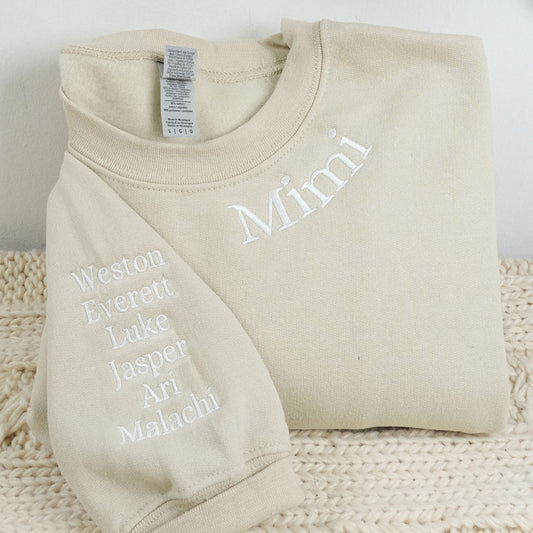 Custom Embroidered Mimi Sweatshirts & Hoodies Neckline - Personalized Gift for Grandmother