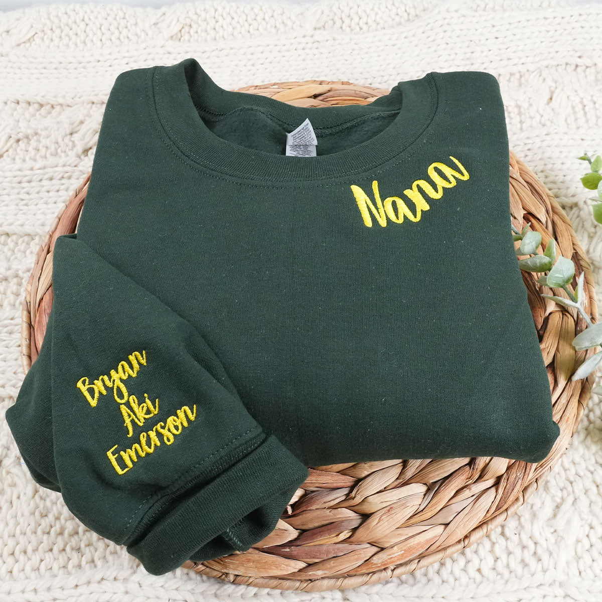 Custom Embroidered Nana Sweatshirt Hoodie - Personalized Kids Names on Sleeve
