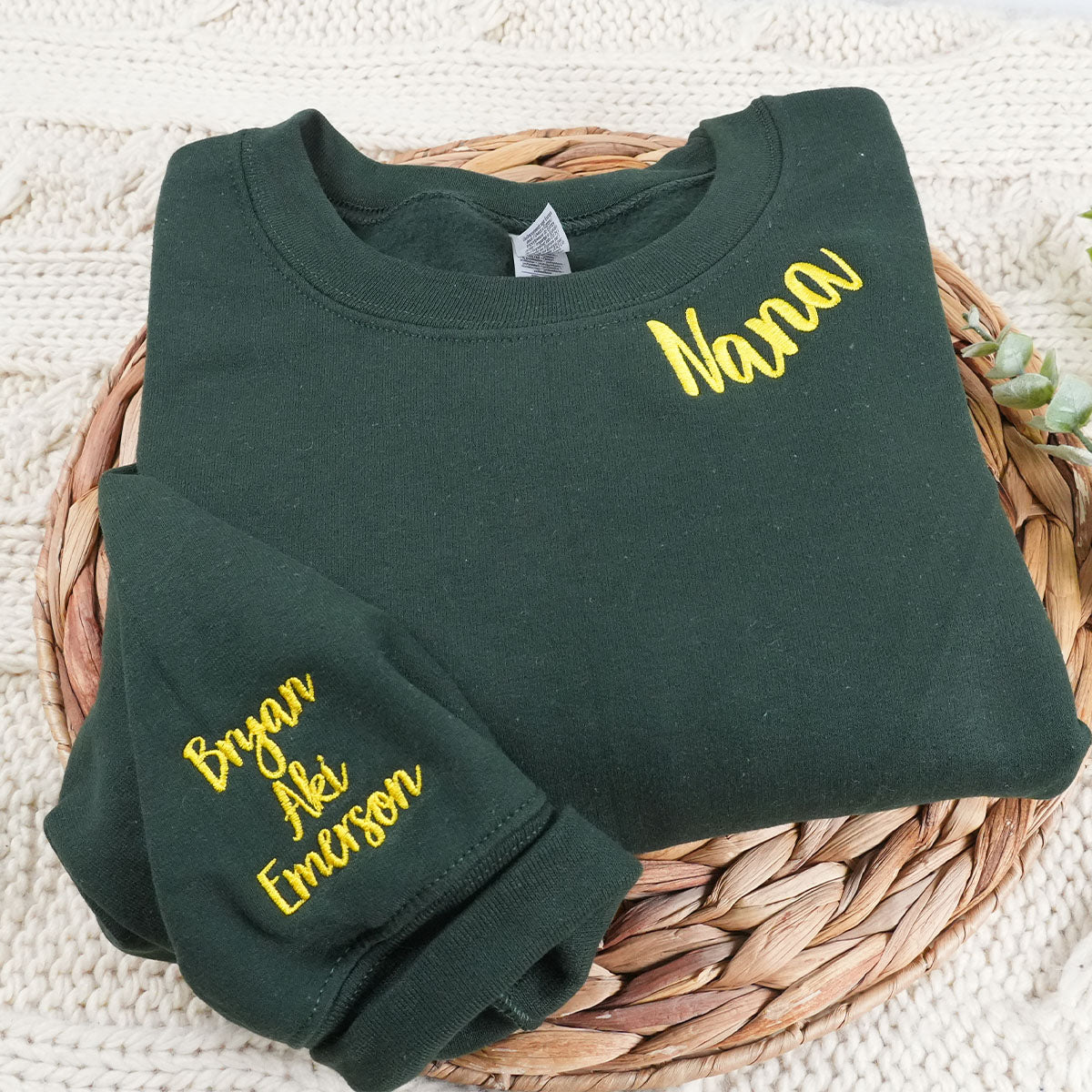 Custom Embroidered Nana Sweatshirt Hoodie - Personalized Kids Names on Sleeve