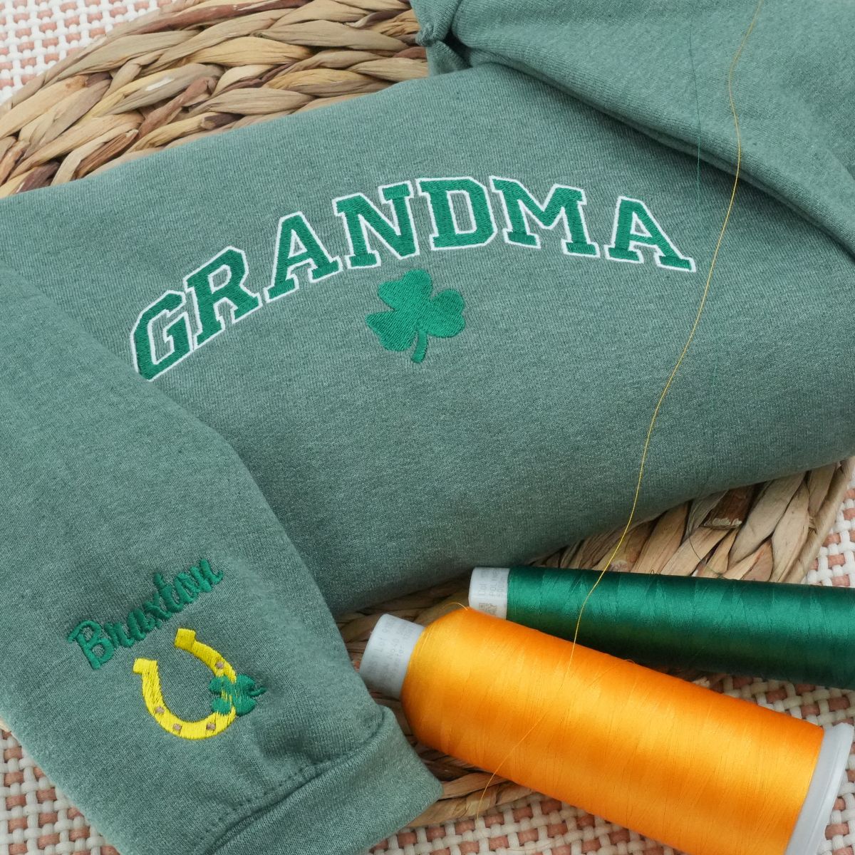 Custom Grandma Varsity Embroidered Sweatshirt, Grandma Hoodie - Personalized Gift For Grandma