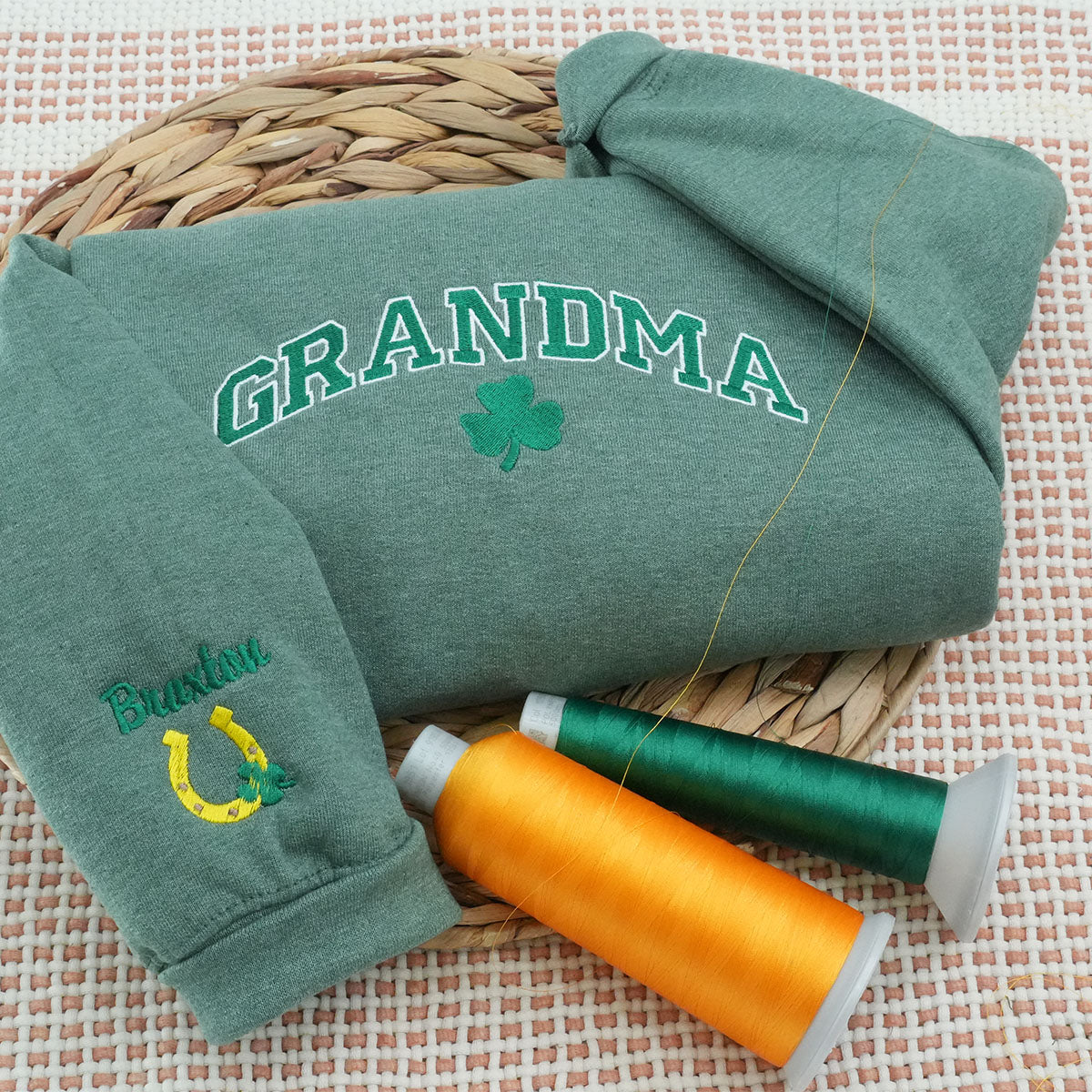 Custom Grandma Varsity Embroidered Sweatshirt, Grandma Hoodie - Personalized Gift For Grandma