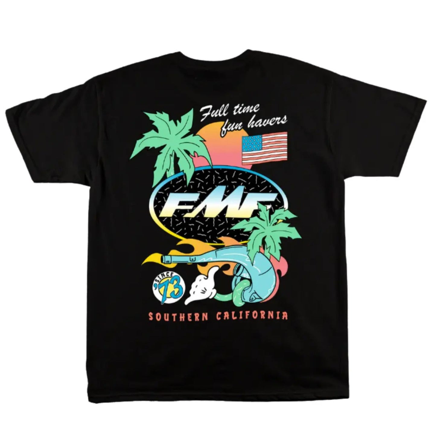 Day Glo FMF Racing 2-Sided Tee - Fluorescent Graphic Shirt, Biker & Truck Fan Apparel-Pasimax