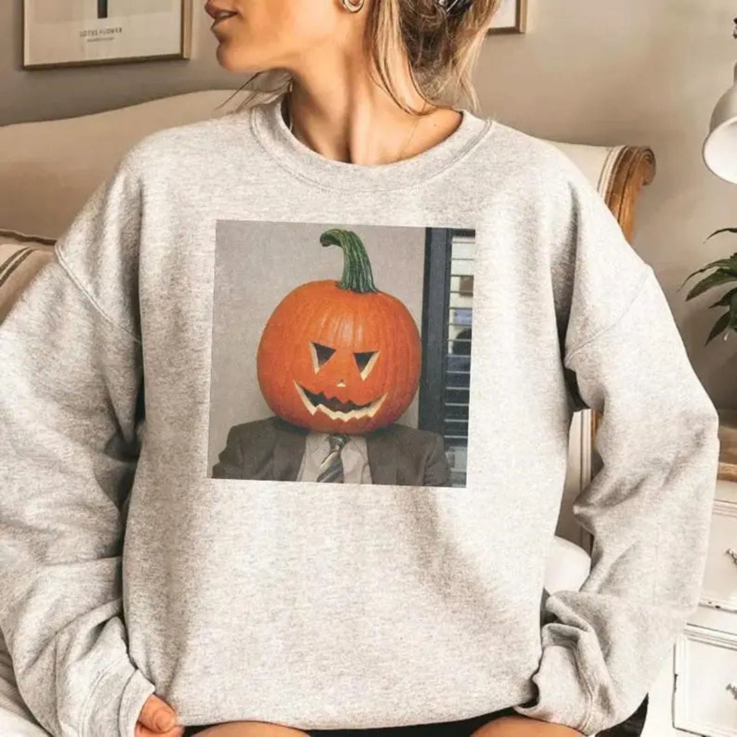 Dwight Pumpkin Head Sweatshirt – The Office Halloween Merch-Pasimax