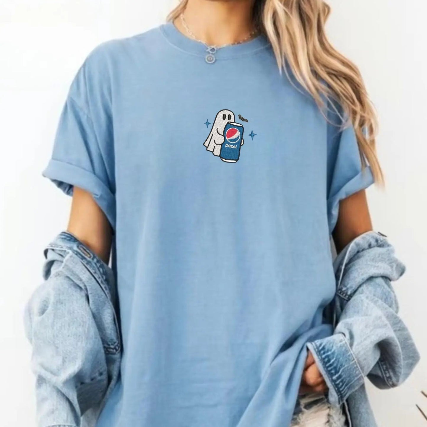 Embroidered Spooky Drink Comfort Colors T-Shirt – Halloween Barista Style Tee-Pasimax