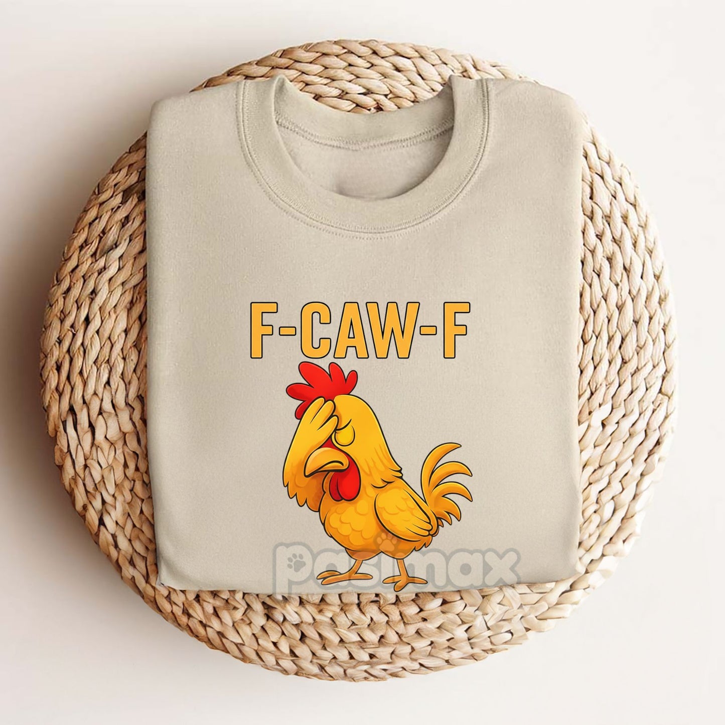 "F-Caw-F" Funny Chicken T-Shirt - Classic Rooster Graphic Tee, Casual Humorous Apparel-Pasimax