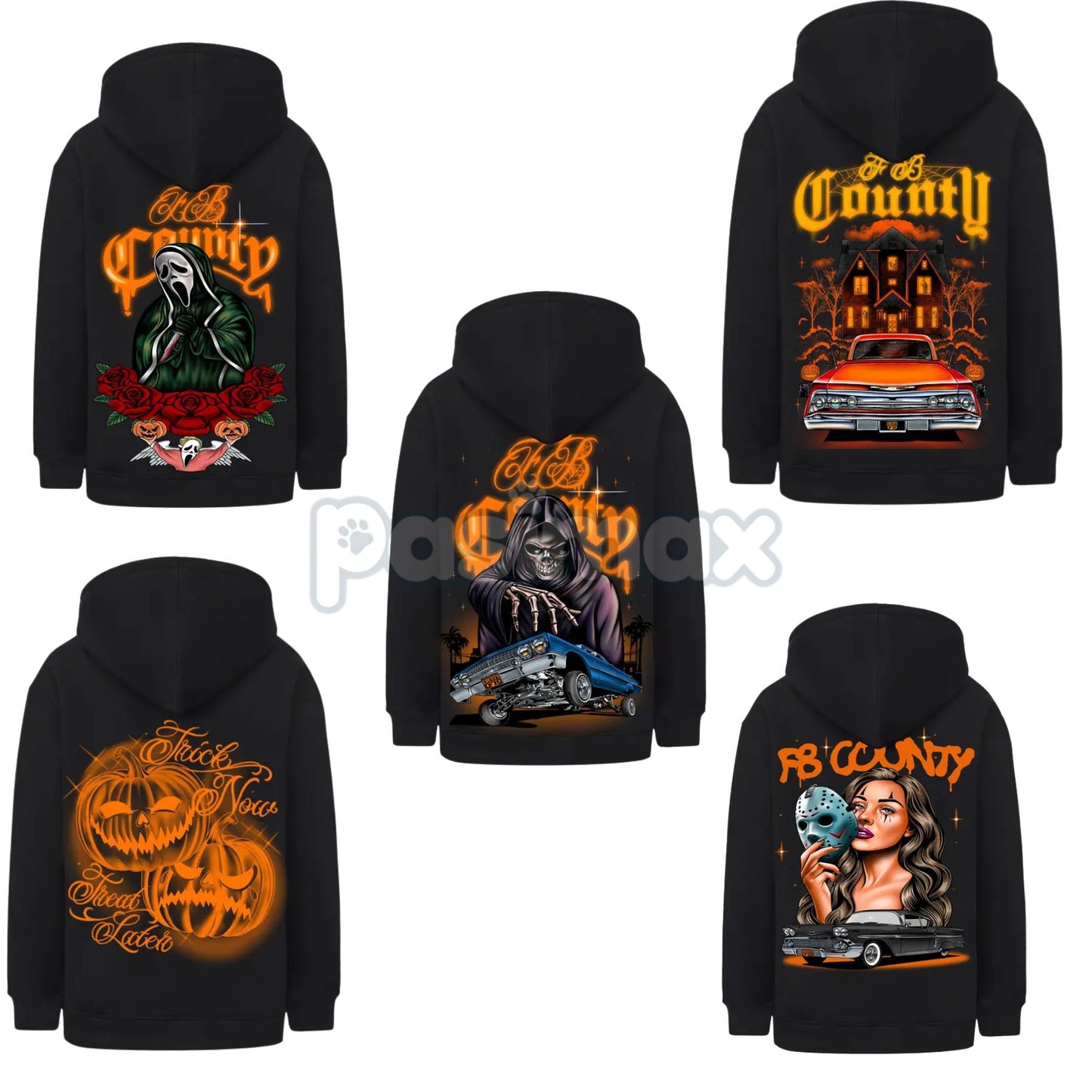 FB County Heavyweight Oversized Halloween Graphic Hoodie – Pullover Streetwear, Unisex Fall Apparel-Pasimax