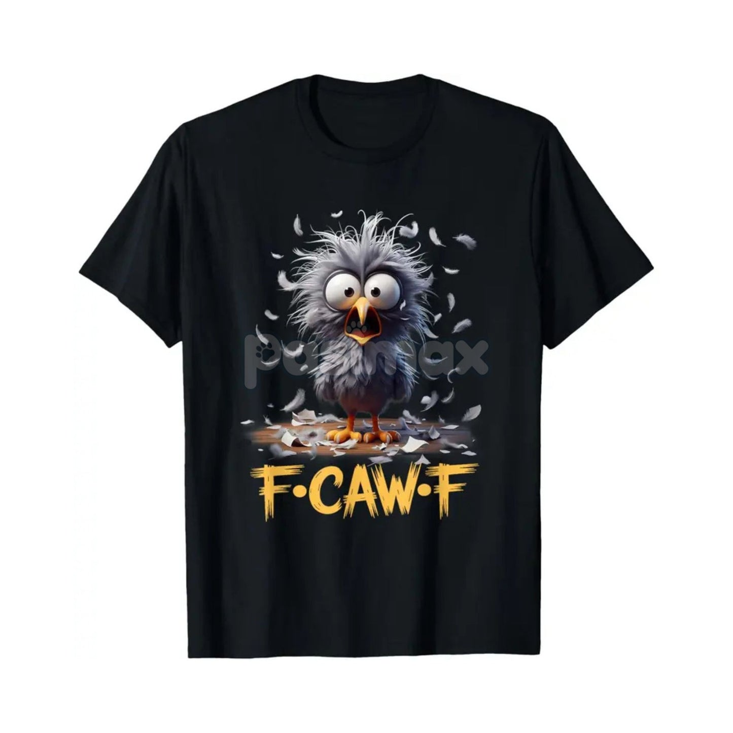 "F Caw F" Cartoon Humor T-Shirt - Funny Bird Meme Graphic Tee, Absurdist Streetwear Joke Top-Pasimax
