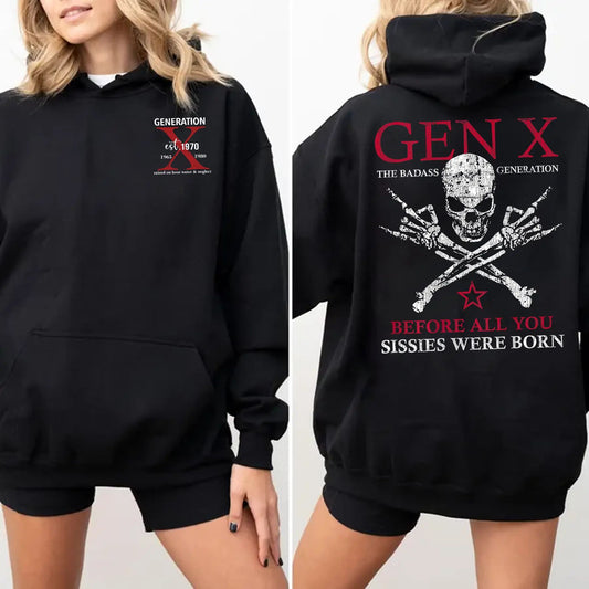 Gen X Custom Year Hoodie – Badass Generation FAFOT Pullover, 100% Cotton, Unisex Comfort Womenswear Top-Pasimax