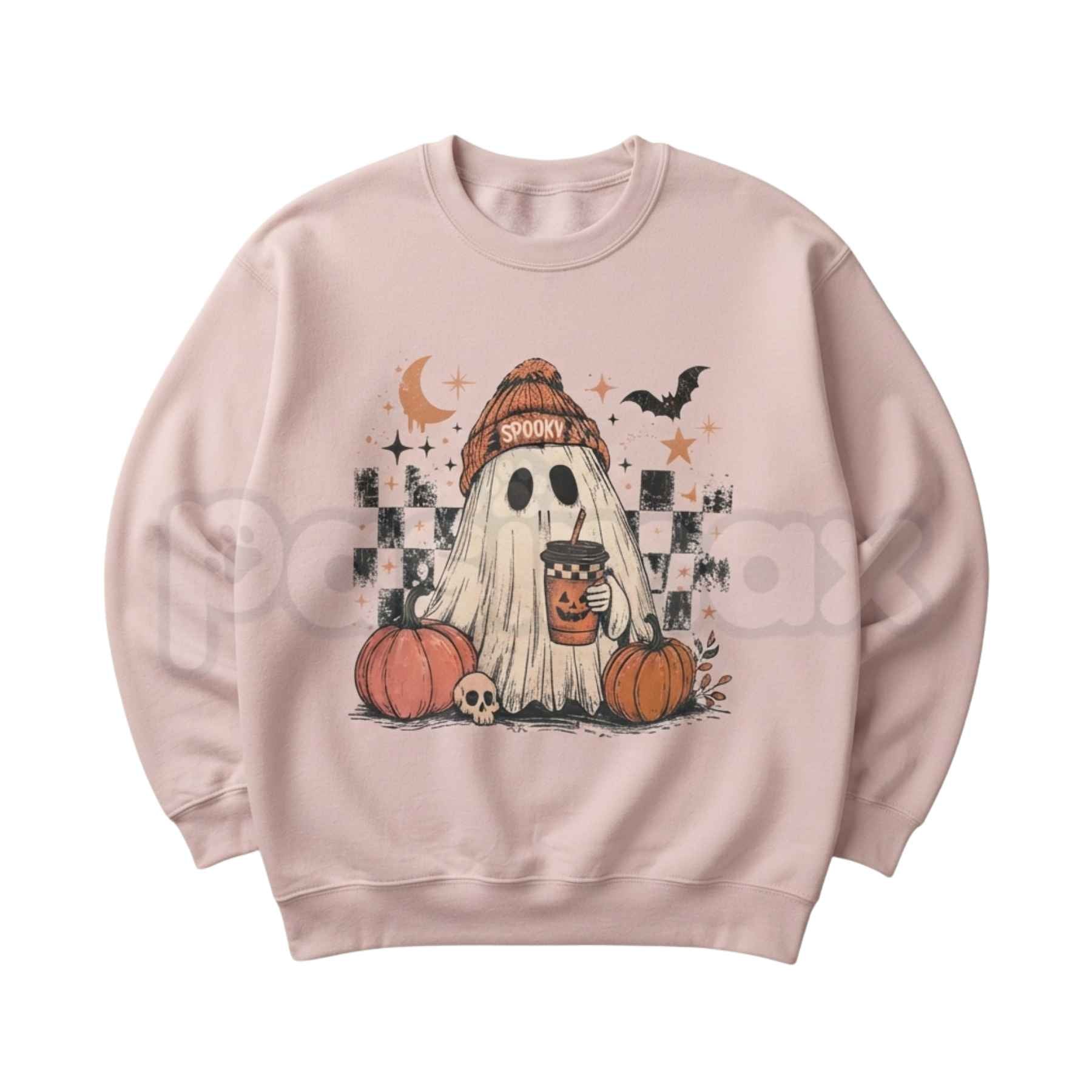 stone  ghost スウェット Ghost Checker Graphic Top - Retro Checkerboard Ghost Sweatshirt