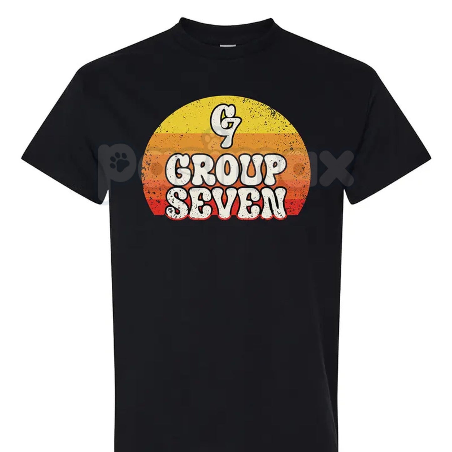 Group 7 Unisex Black T-Shirt - Exclusive Group Seven Member Apparel, Team Identity Graphic Tee, Minimalist Black Logo Shirt-Pasimax
