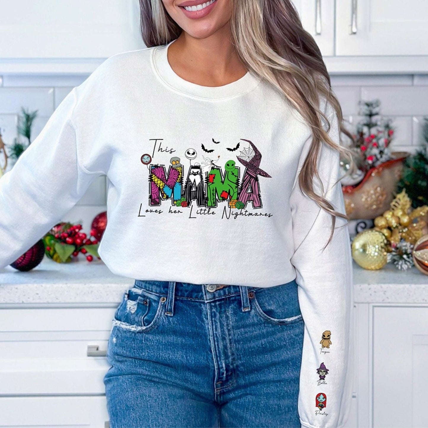 Halloween 'This Mama Loves Her Nightmares' Sweater – Spooky Funny Mom Top-Pasimax