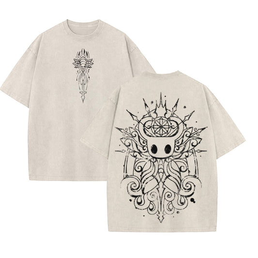 Hollow Knight Game Graphic Washed Unisex Tee – Oversized Vintage Gamer T-shirt-Pasimax