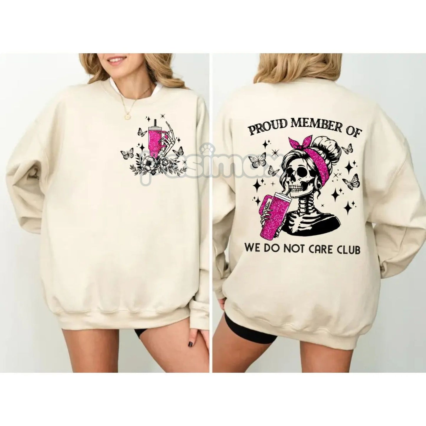 Humorous "We Don't Care Club" Unisex Sweatshirt – Ironic Sarcastic Statement Top-Pasimax