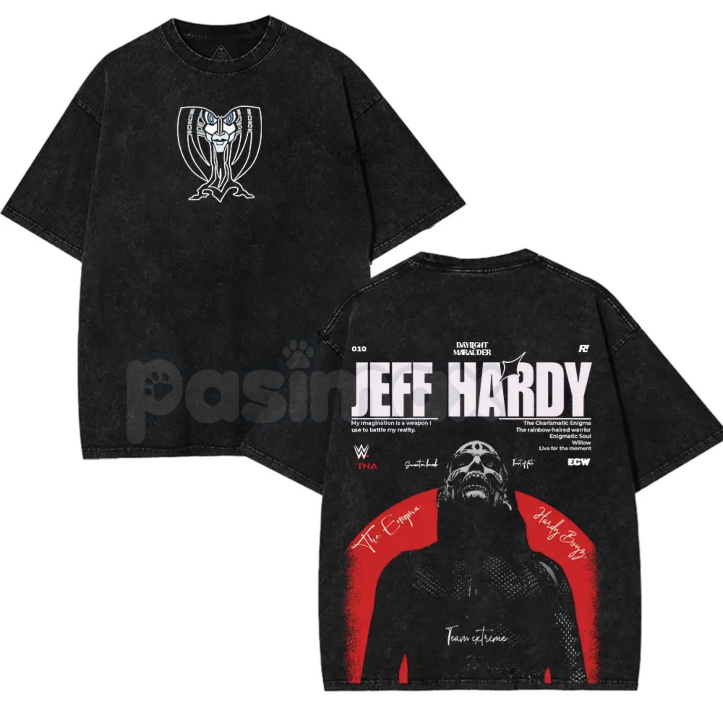 Jeff Hardy "The Charismatic Enigma" Vintage Wrestling Tee – Washed Retro WWE T-Shirt-Pasimax