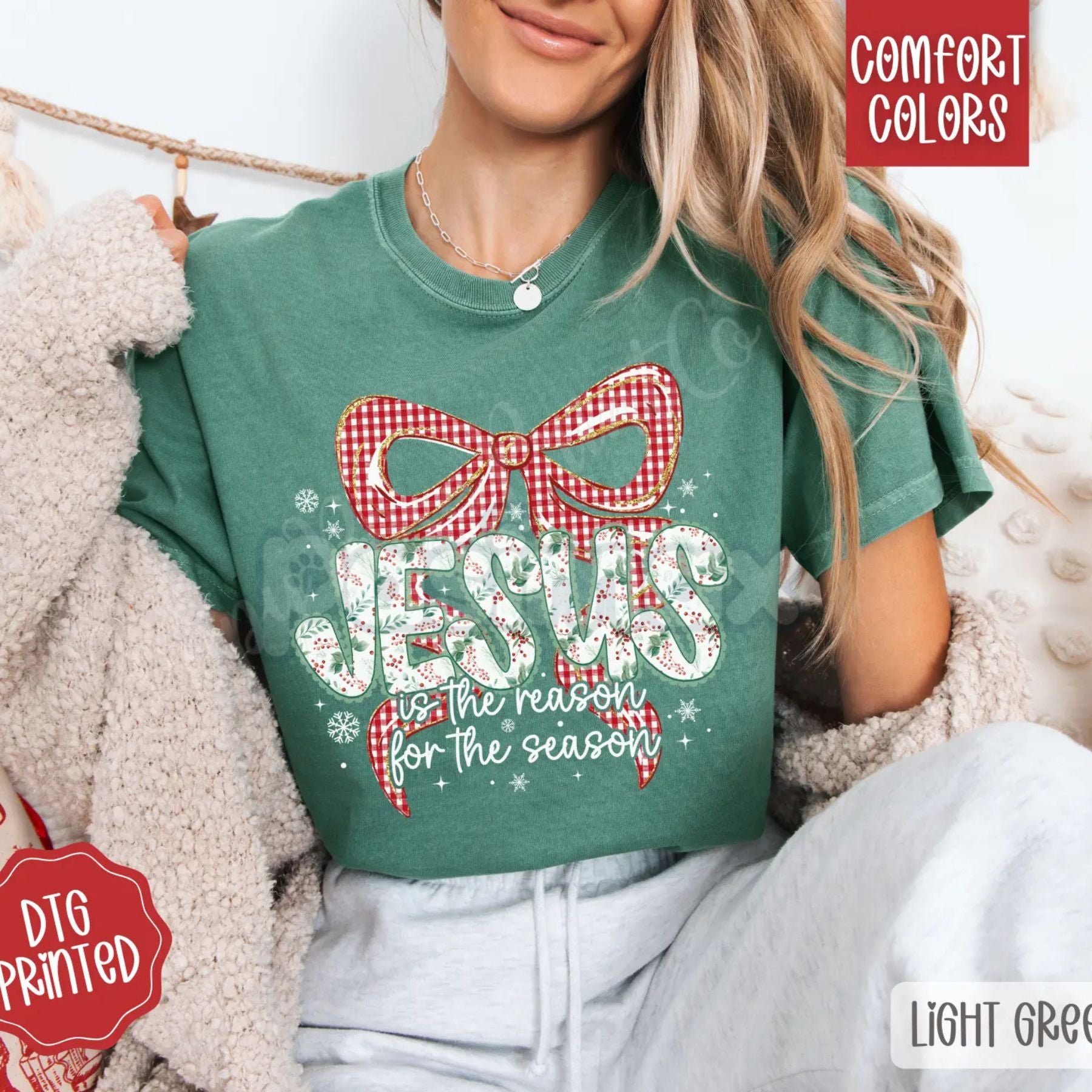 'Jesus Is The Reason For The Season' Comfort Colors® Tee – Modern Christian Christmas Shirt, Religious Women's Gift-Pasimax