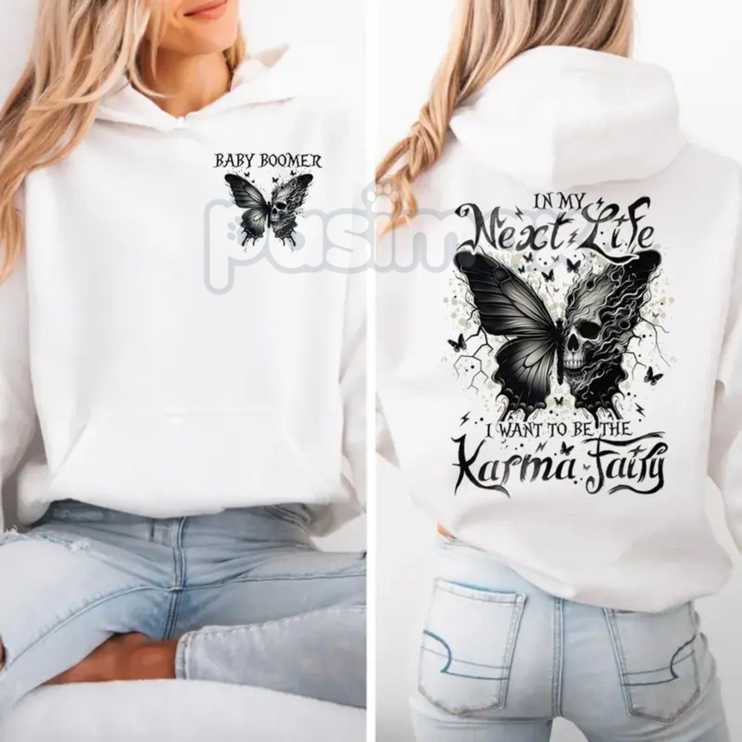 Karma Fairy Skull Butterfly Hoodie – Custom Generational Pullover, Gen X Baby Boomers Millennial Gift-Pasimax
