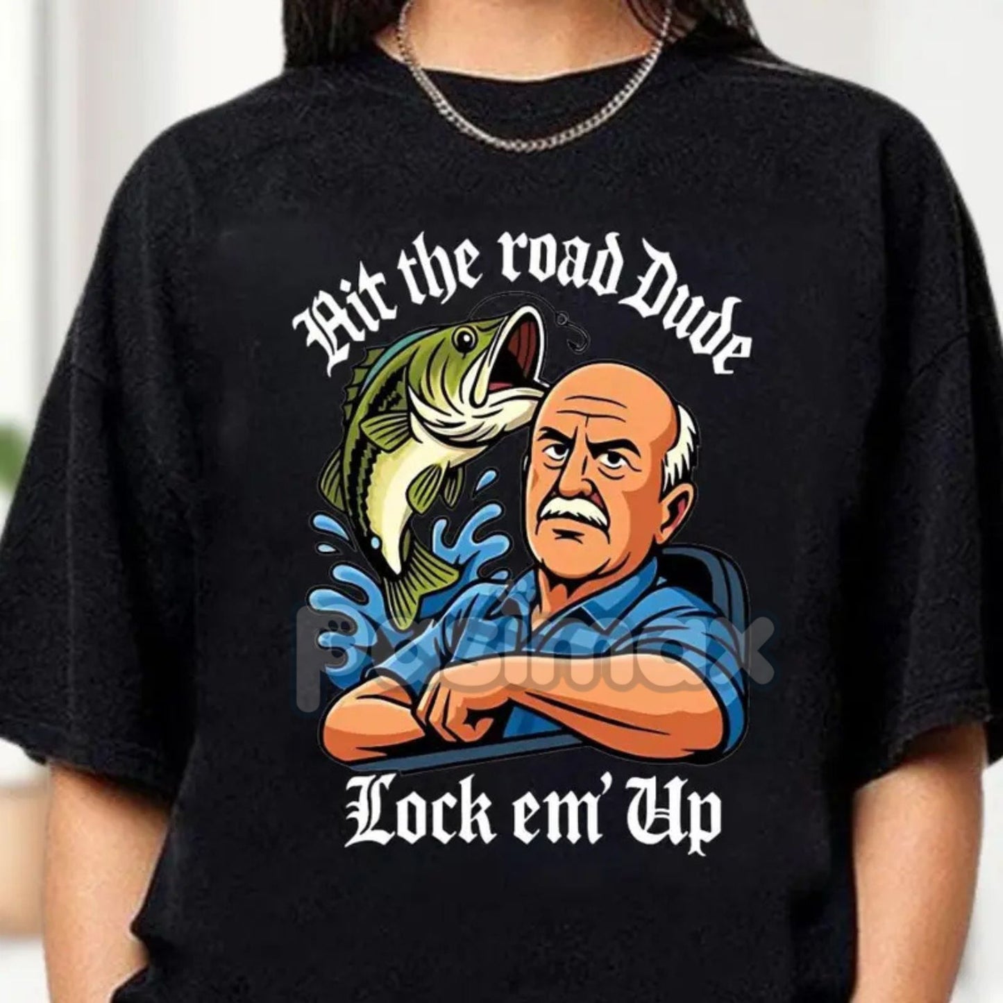 "Lock 'Em Up" Funny T-Shirt - Angry Old Man Driving Truck Tee, Sarcastic Humor Shirt-Pasimax