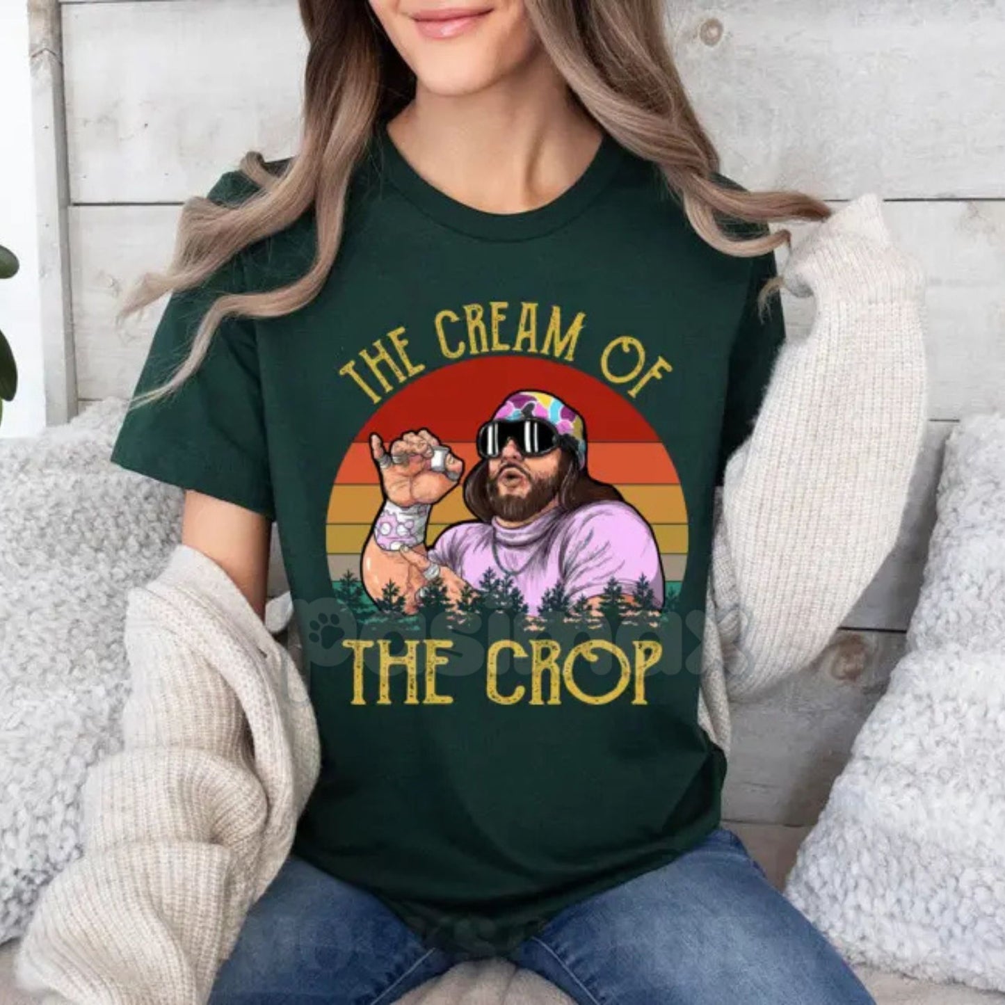 "Macho The Cream of The Crop" Retro Graphic Tee - 80s Wrestling Slogan Shirt, Vintage Pop Culture Apparel, Randy Savage Style-Pasimax