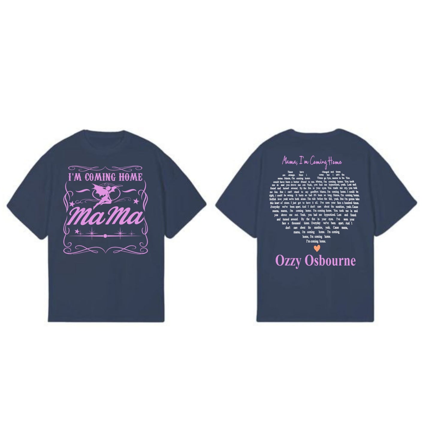"Mama, I’m Coming Home" Rock Tee - Two-Sided Lyric Tribute T-Shirt, Ozzy Osbourne Fan Apparel-Pasimax