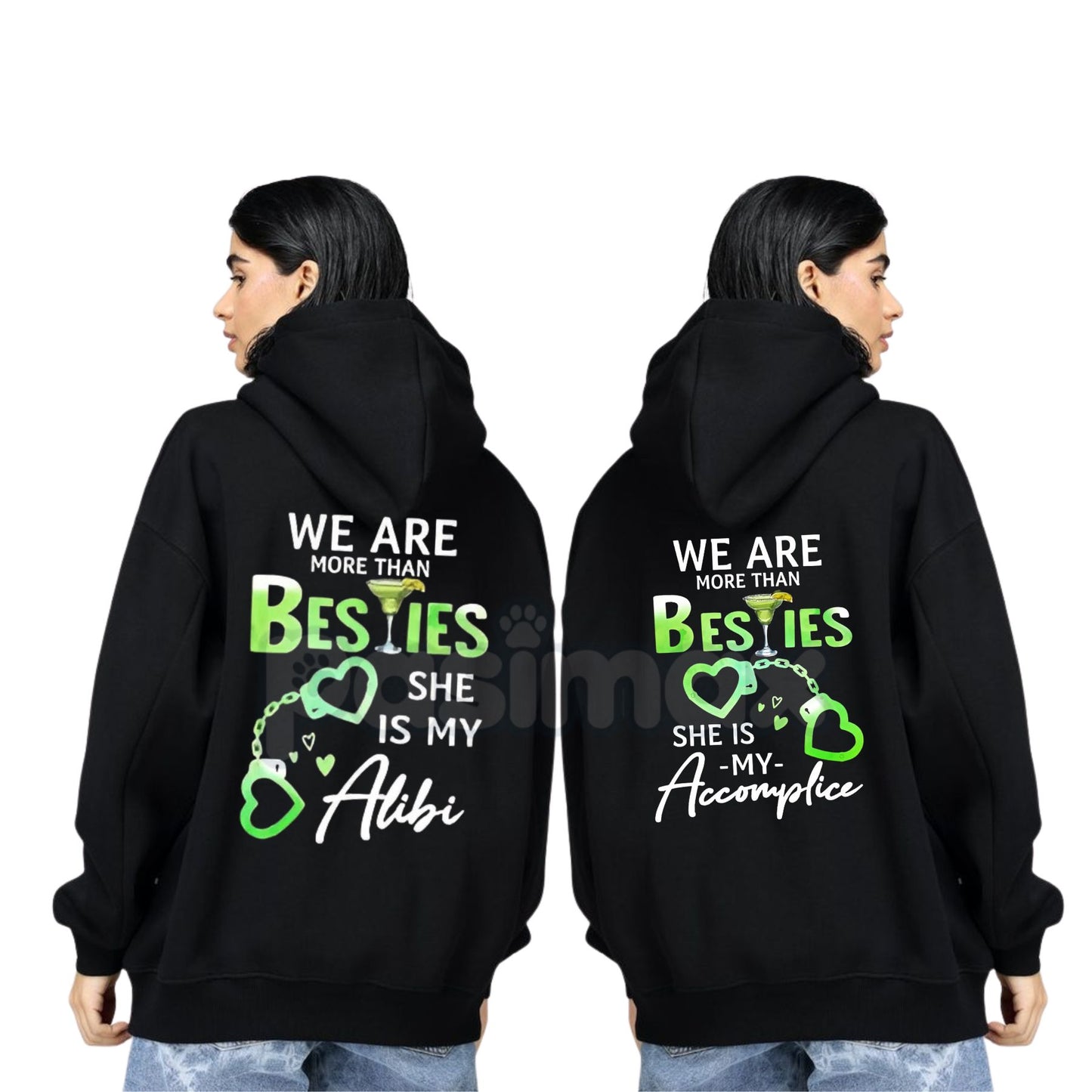 Matching Best Friend Hoodie Set (2 Hoodies) – "We Are More Than Besties" Graphic Fleece Pullover, Casual Unisex Couple Gift-Pasimax