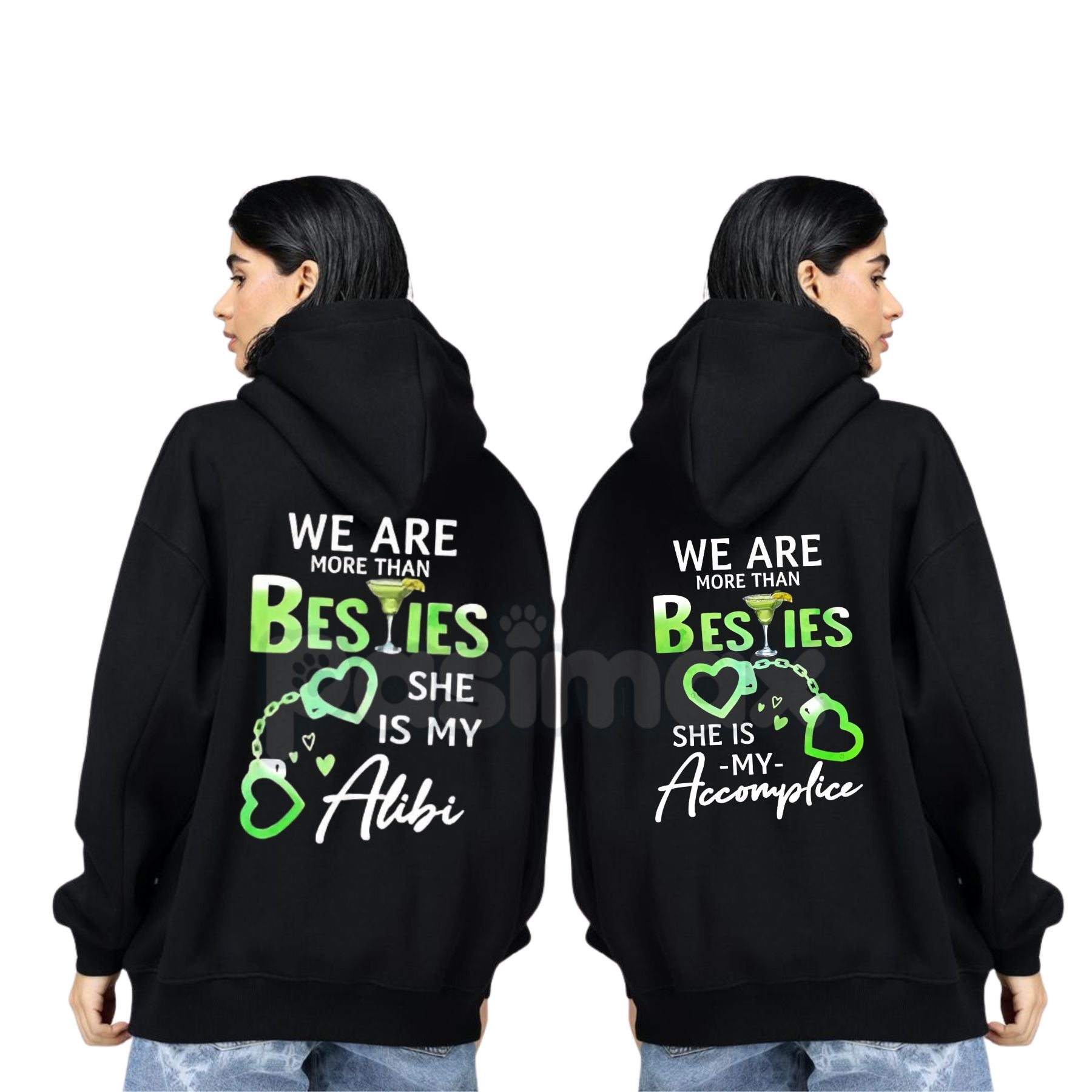 Matching Best Friend Hoodie Set (2 Hoodies) – "We Are More Than Besties" Graphic Fleece Pullover, Casual Unisex Couple Gift-Pasimax