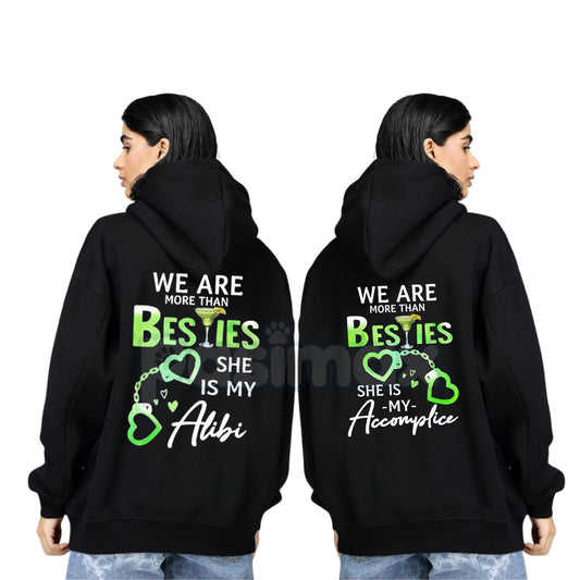 Matching Best Friend Hoodie Set (2 Hoodies) – "We Are More Than Besties" Graphic Fleece Pullover, Casual Unisex Couple Gift-Pasimax
