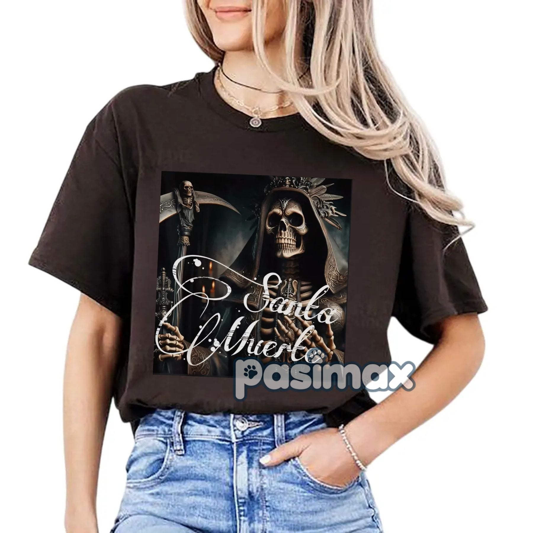 Men's Santa Muerte Knight Graphic Tee - Unapologetic Style Shirt, Dark Fantasy Apparel-Pasimax