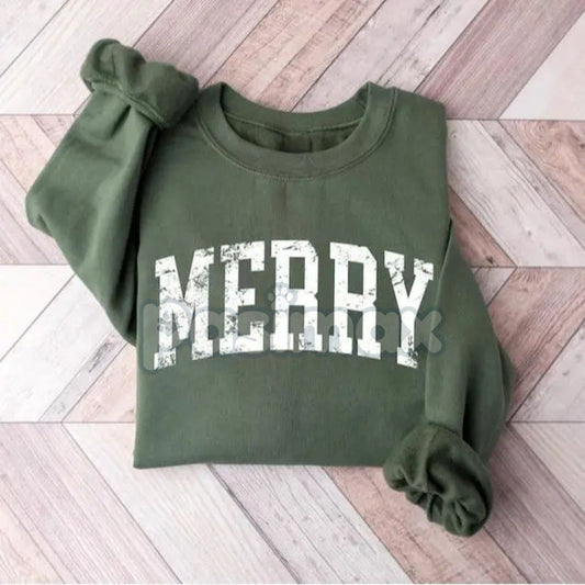 Merry Sweatshirt – Simple Holiday Crewneck Sweater-Pasimax