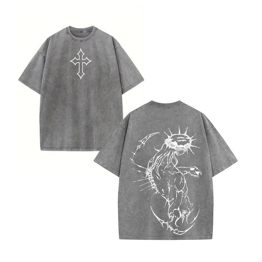 Oversized Christian Gym T-Shirt – Jesus Pump Cover Cross Graphic Workout Tee for Men-Pasimax