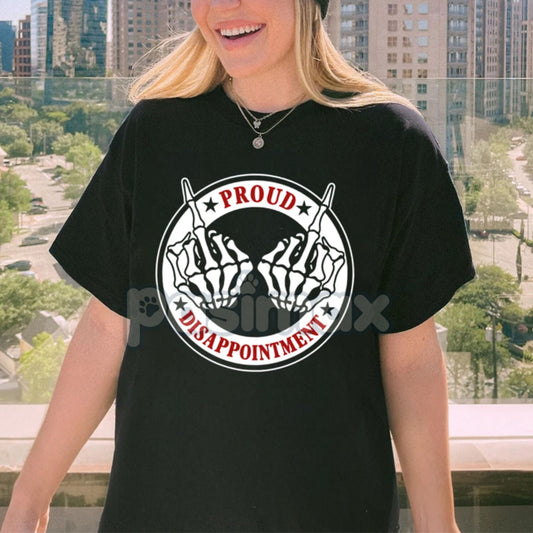 "PROUD DISAPPOINTMENT" Defiant Bone Hand Print Men's Tee - Sarcastic Graphic T-Shirt, Edgy Humor Statement Top-Pasimax