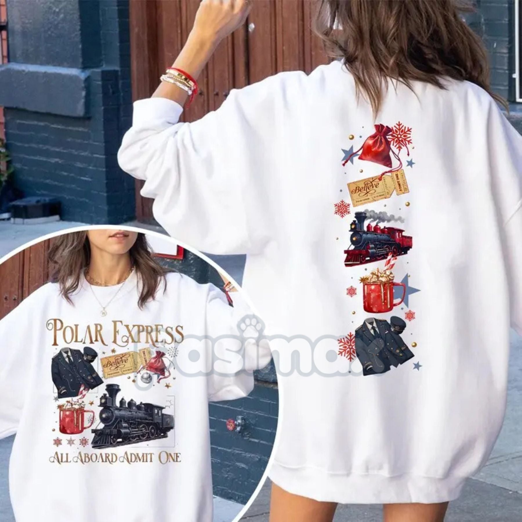 Polar Express Believe Double-Sided Sweatshirt – Retro 90s Christmas Movie Top-Pasimax