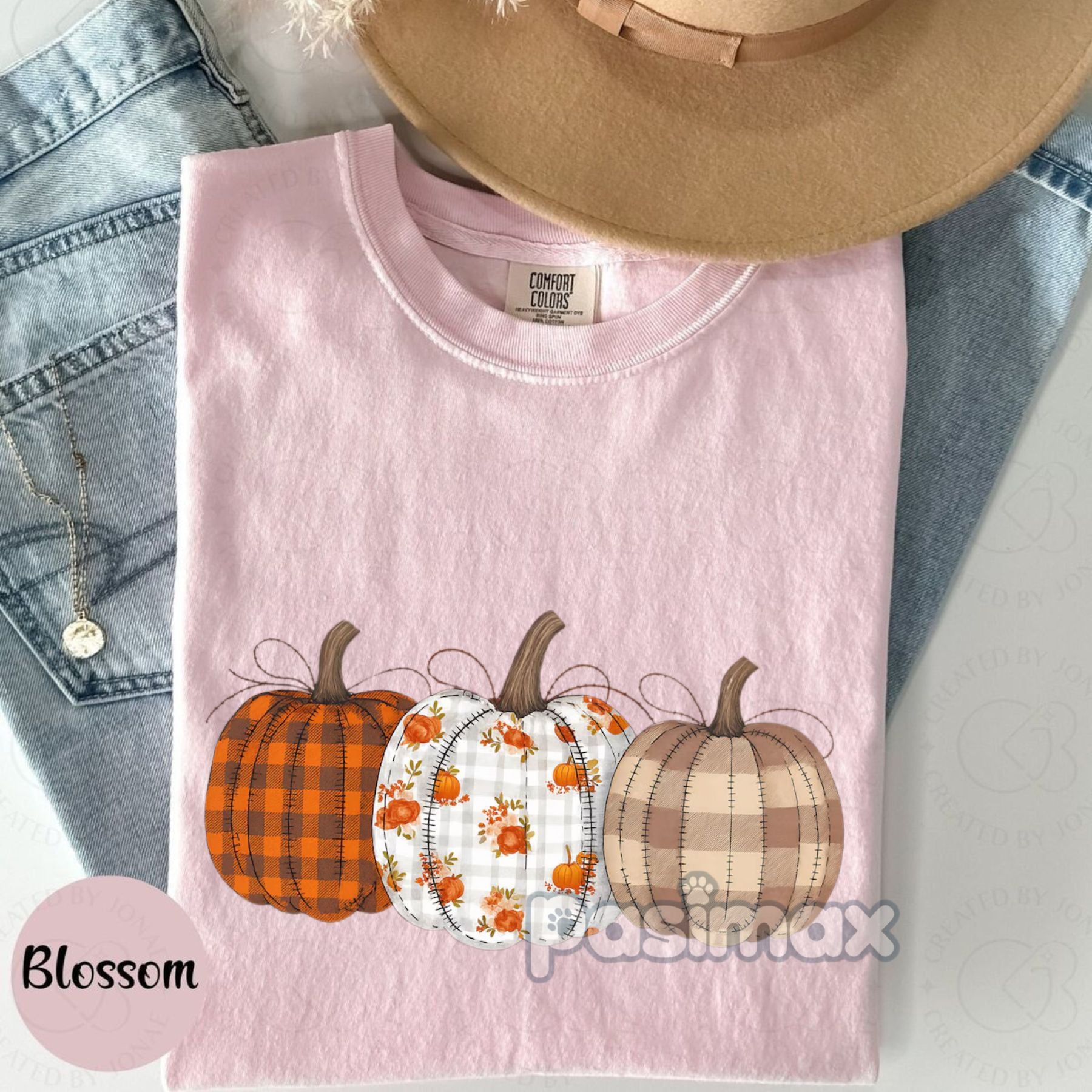 Retro Fall Pumpkin Comfort Colors T-shirt – Vintage Autumn Tee, Cozy Fall Vibes Shirt, Pumpkin Spice Graphic Top-Pasimax