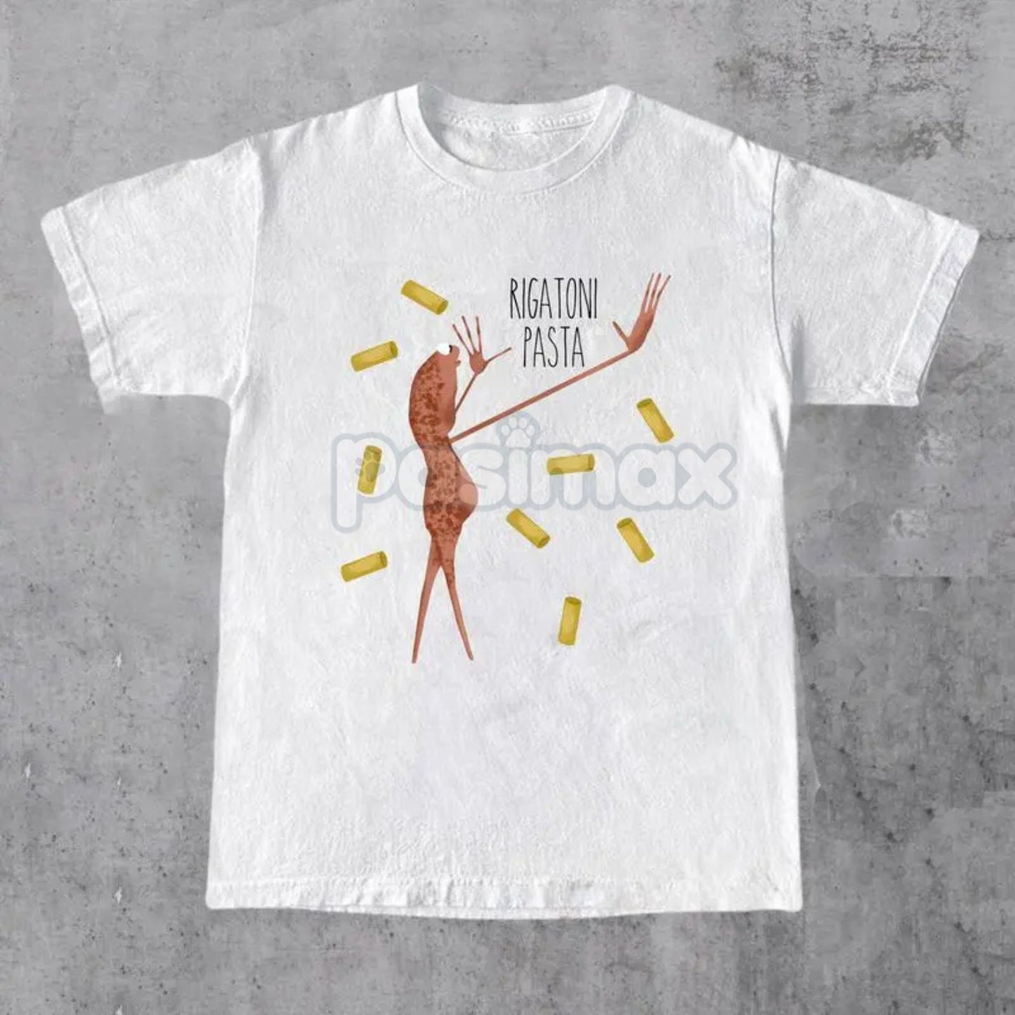Rigatoni Pasta & Worm Graphic Tee - Internet Culture Funny T-Shirt, Viral Gaming Meme Merch-Pasimax