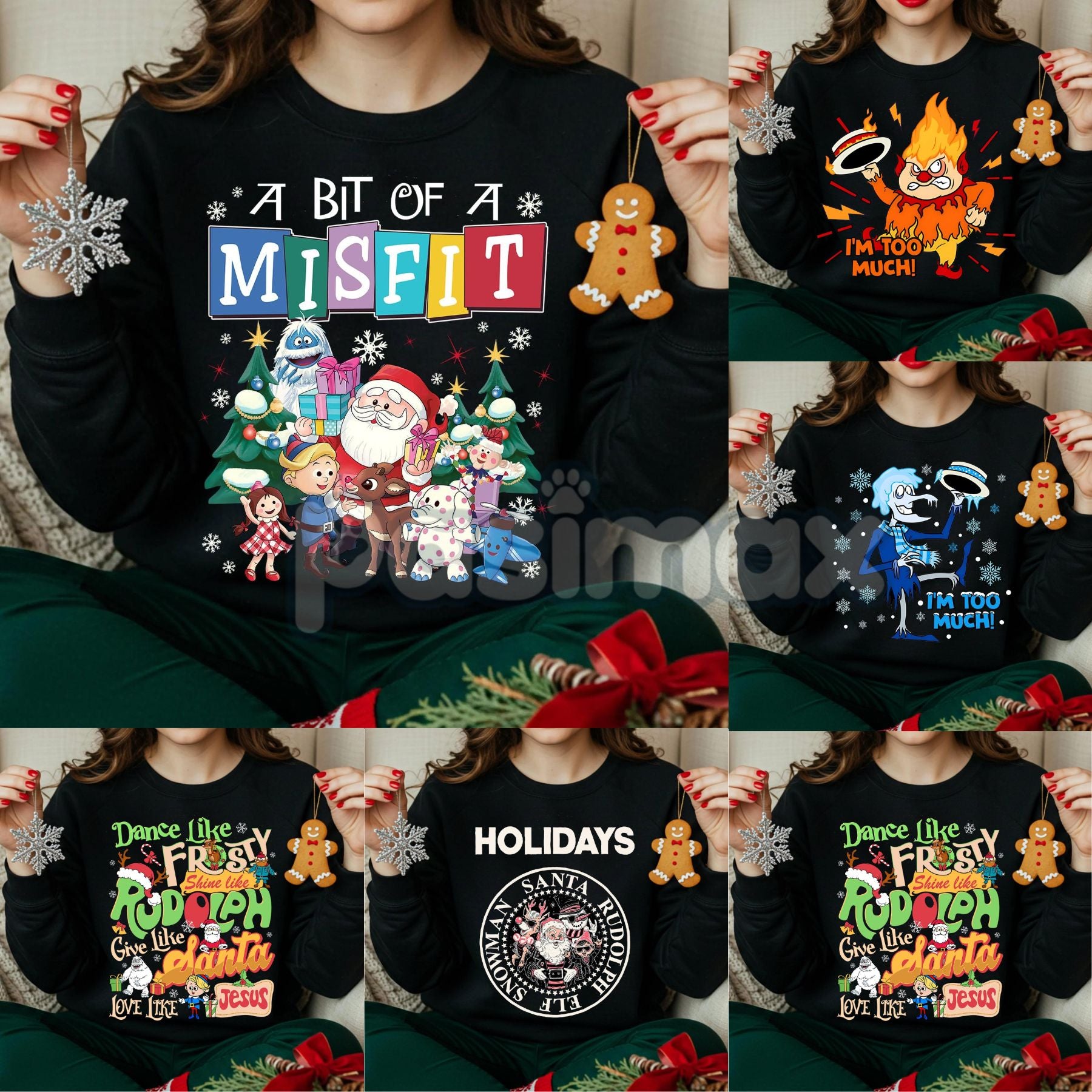 Rudolph and Friends Xmas Sweatshirt – Iconic Red Nosed Reindeer Holiday Crewneck-Pasimax