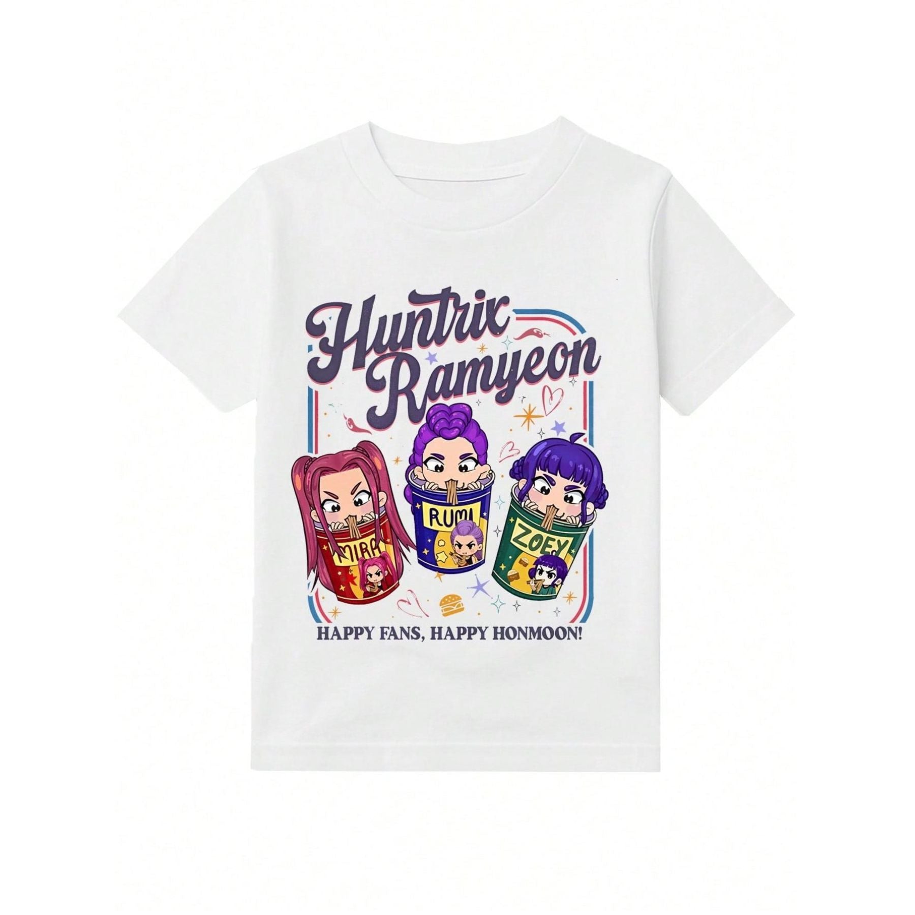 Rumi, Zoey & Mira "HUNTR/X" T-Shirt - Y2K KPOP Anime Graphic Tee, Back to School Clothes for Kids-Pasimax