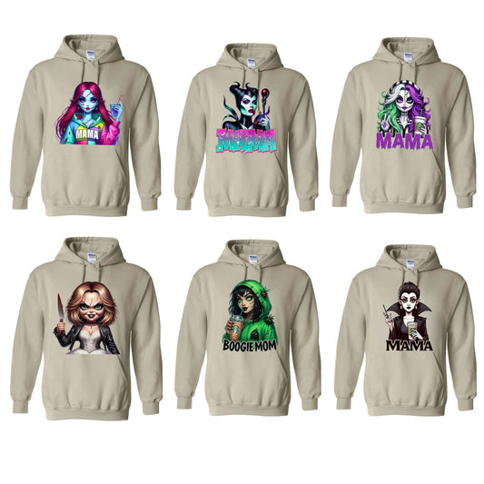Spooky Mama Movies Characters Hoodie – Cool Halloween Pullover for Moms, Cozy & Funny Horror Film Fan Gift-Pasimax