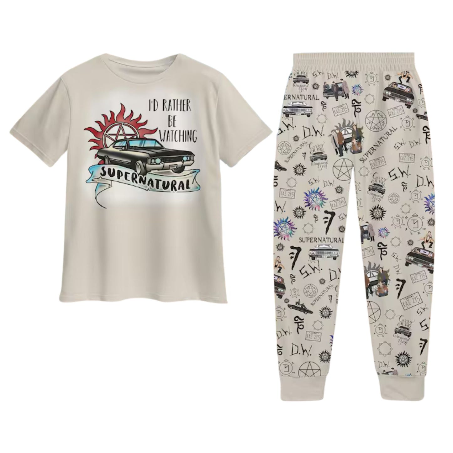 Supernatural Pajamas Set, Winchester Brothers Pajamas for Women & Men, Matching Family PJs, Halloween & Valentine's Gift-Pasimax