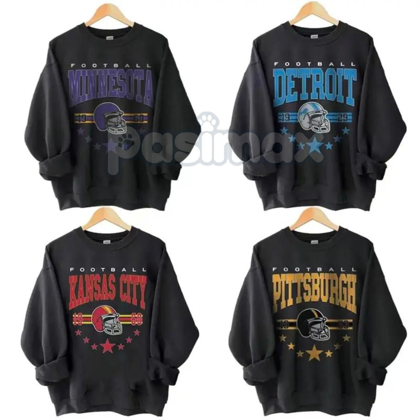 Vintage 90s All Team Football Sweatshirt – Retro Unisex Fan Gift Sweater-Pasimax
