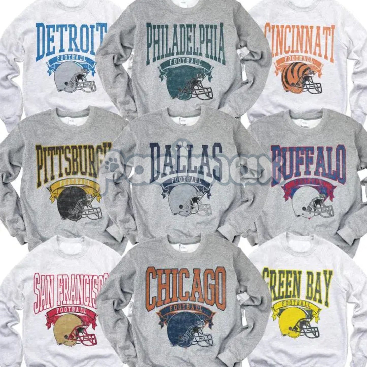 Vintage All 27 Team Football Sweatshirt – Nostalgic Hometown Crewneck in Ash Color-Pasimax