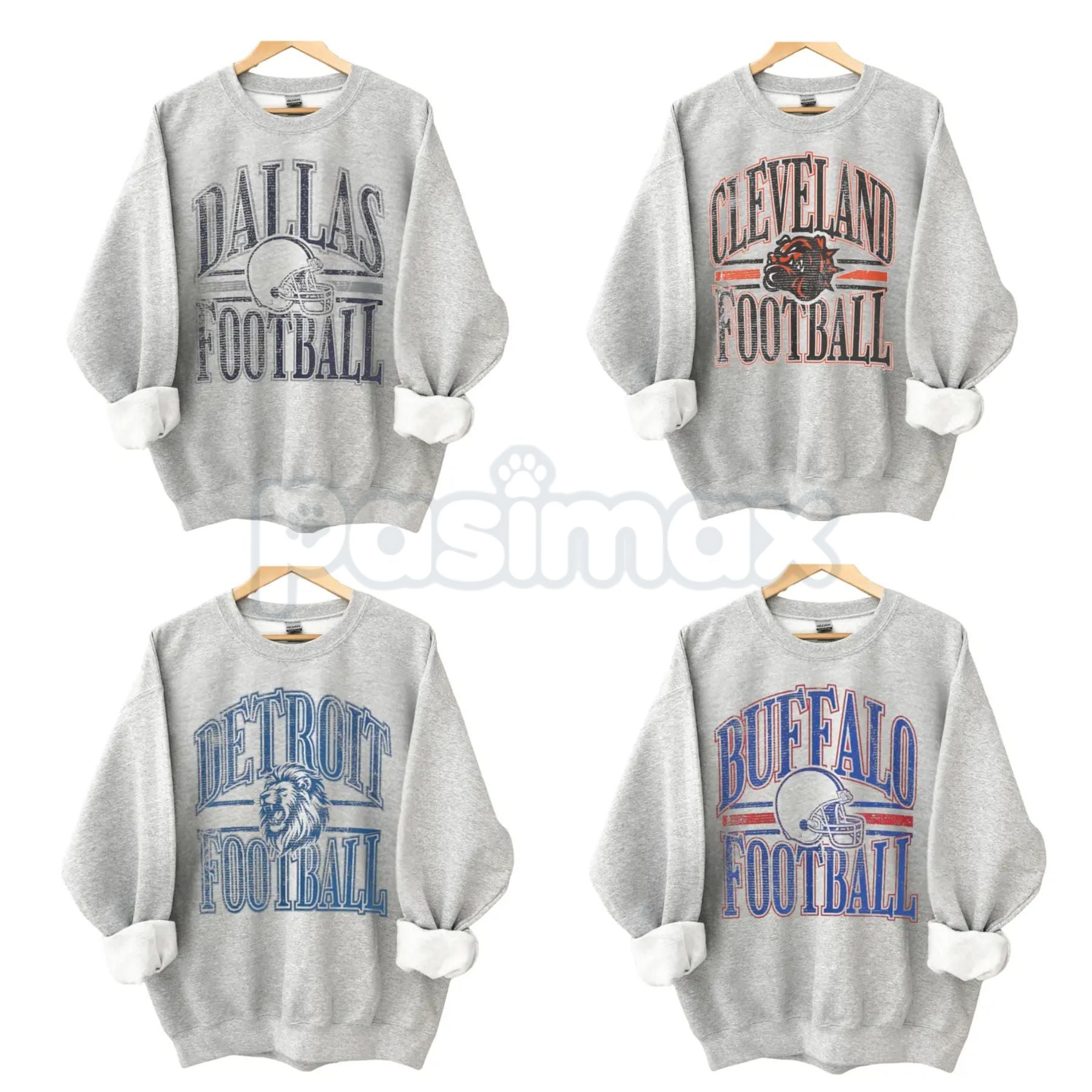 fan gear sports Vintage All Team Football ASH GREY Sweatshirt – Pasimax
