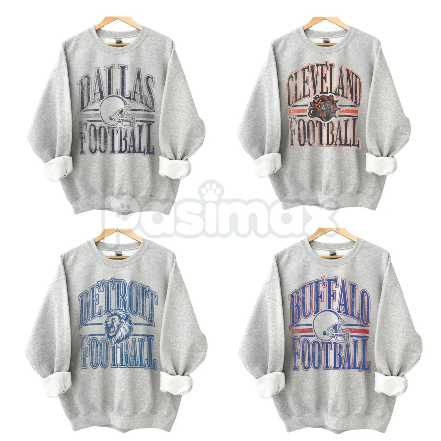 Vintage All Team Football ASH GREY Crewneck Sweatshirt – Retro Collegiate Sports Fan Gear-Pasimax