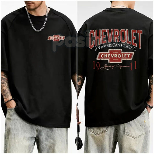 Vintage Chevrolet 1911 Chevy Logo T-Shirt - Classic American Car Shirt, Retro Auto History Graphic Tee, Pure Cotton Short Sleeve Unisex-Pasimax