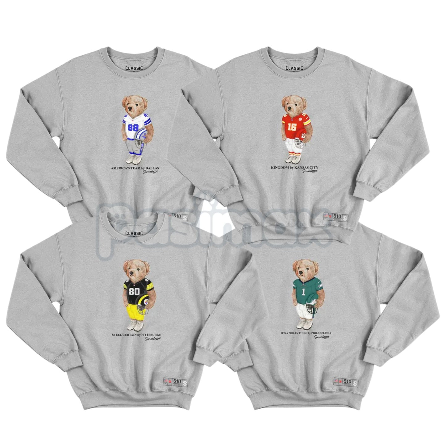 Vintage Sport Varsity Football All Team Graphic Sweatshirt – Retro Style Crewneck Pullover-Pasimax
