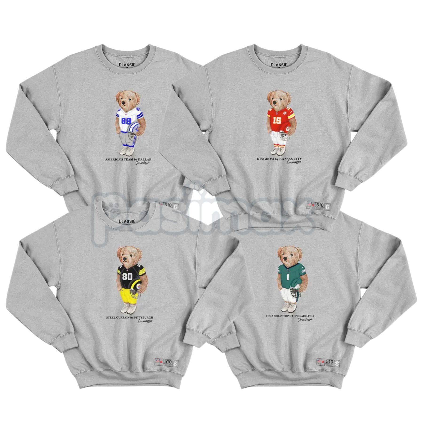 Vintage Sport Varsity Football All Team Graphic Sweatshirt – Retro Style Crewneck Pullover-Pasimax