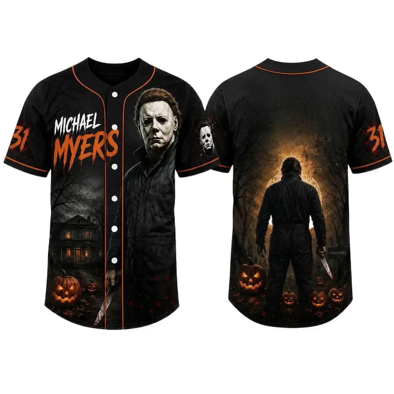 Horror Slasher Baseball Jersey – Classic Horror Movie Characters Shirt